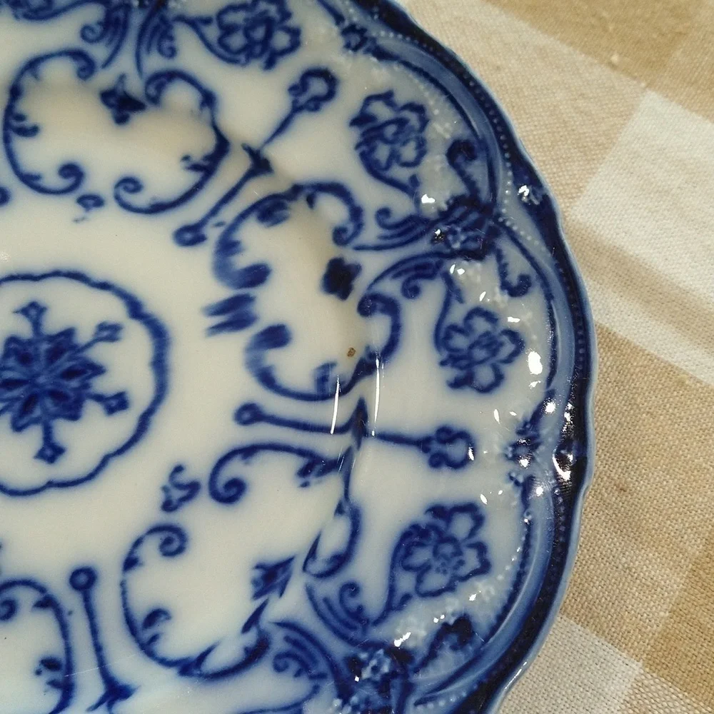 Conway English semi-porcelain flow blue salad dessert plate 7 in new Wharf